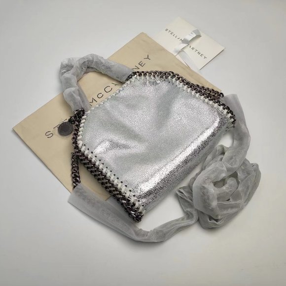 Stella McCartney Falabella Tiny Vegetarian Brushed-leather Shoulder Bag Silver - Picture 2 of 9